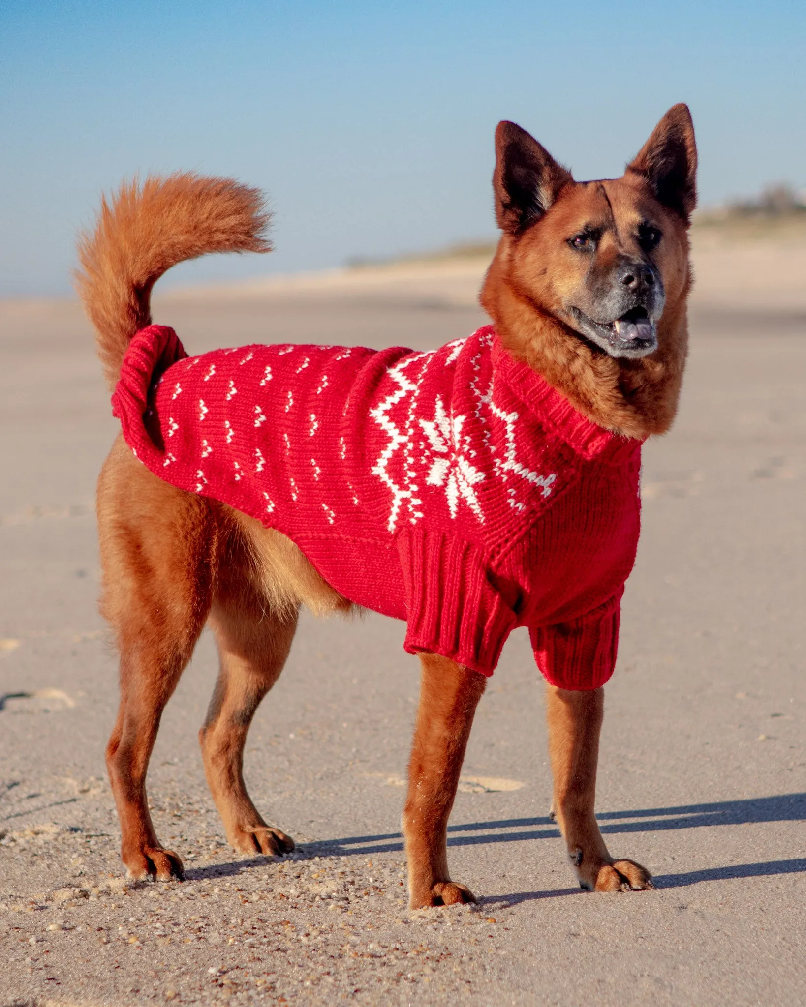 Warm-All-Winter Happy Hand Knit Human Snowflake Sweater in Red (FINAL SALE)