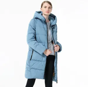 Women's Winter Hooded Windproof Down Parka With Big Pockets