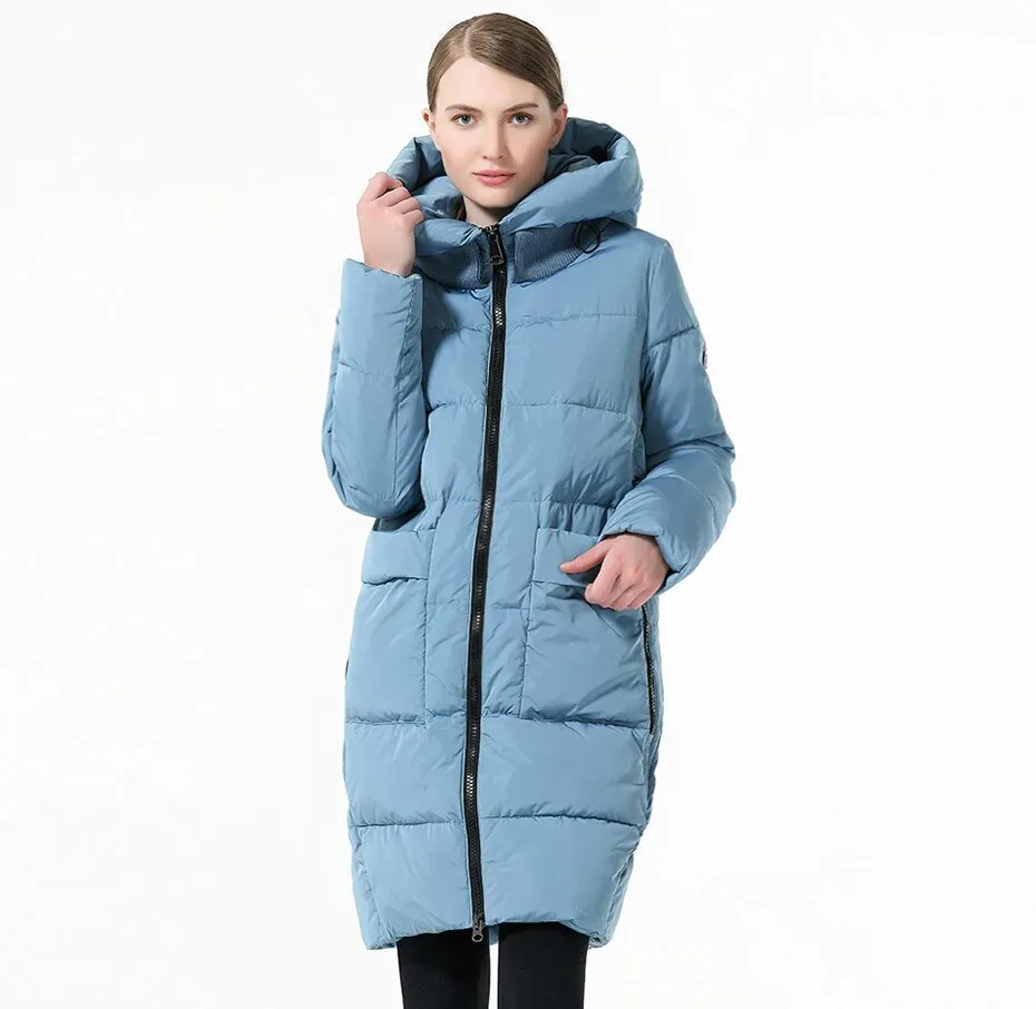 Women's Winter Hooded Windproof Down Parka With Big Pockets