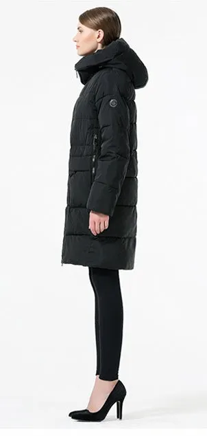 Women's Winter Hooded Windproof Down Parka With Big Pockets