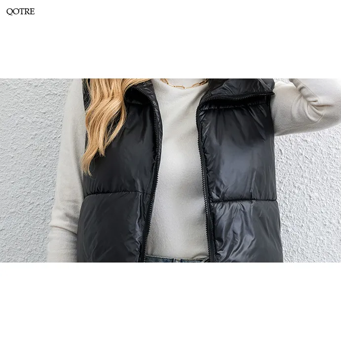 Zipper Lightweight Solid Puffer Jacket Vest