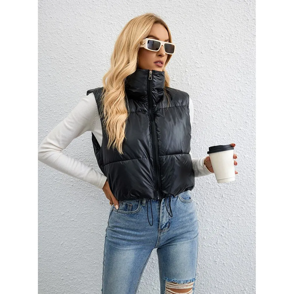 Zipper Lightweight Solid Puffer Jacket Vest