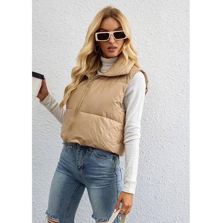 Zipper Lightweight Solid Puffer Jacket Vest